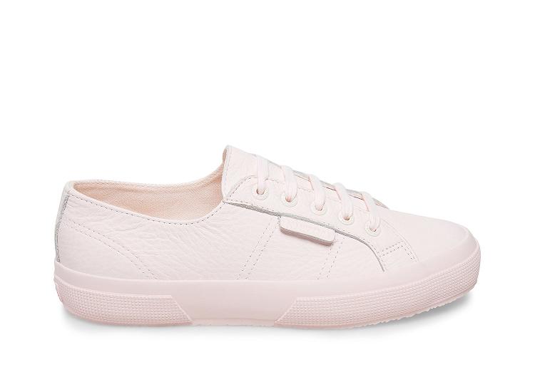 Superga 2750 Tumbled Leatheru Pink - Womens Superga Lace Up Shoes